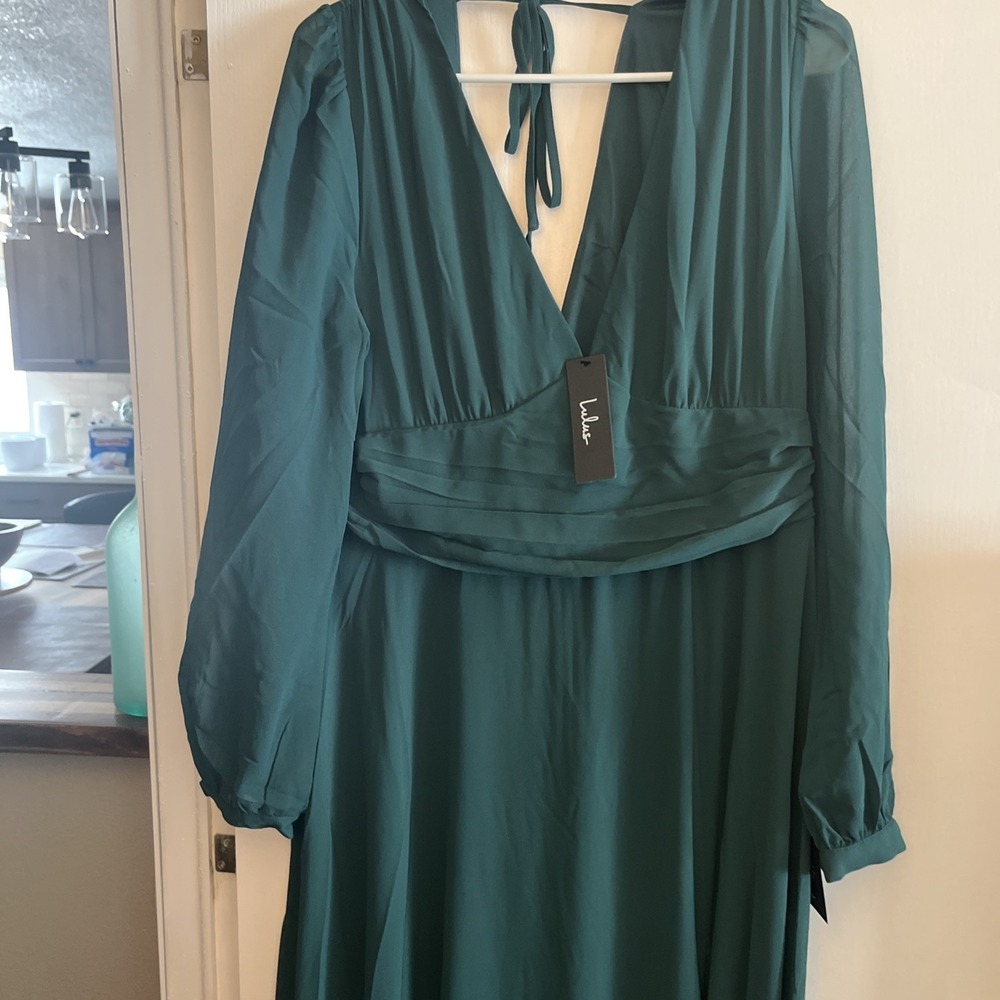 Lulu  About Divine HunterGreen Women's Maxi Dress‎  Backless Size XL - Picture 3 of 11